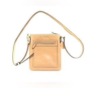 COACH Legacy Swingpack Brass Sand Leather Zip Top Front Zip Pocket EC